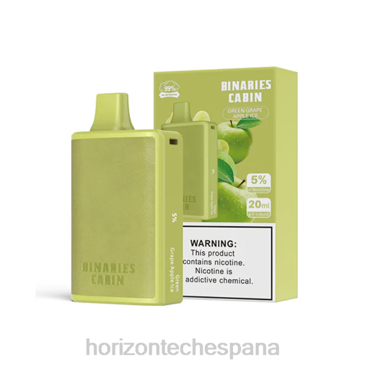 HorizonTech Binaries Cabin desechable 20ml hielo de manzana uva verde 240NH56 | Horizon Tech Coils