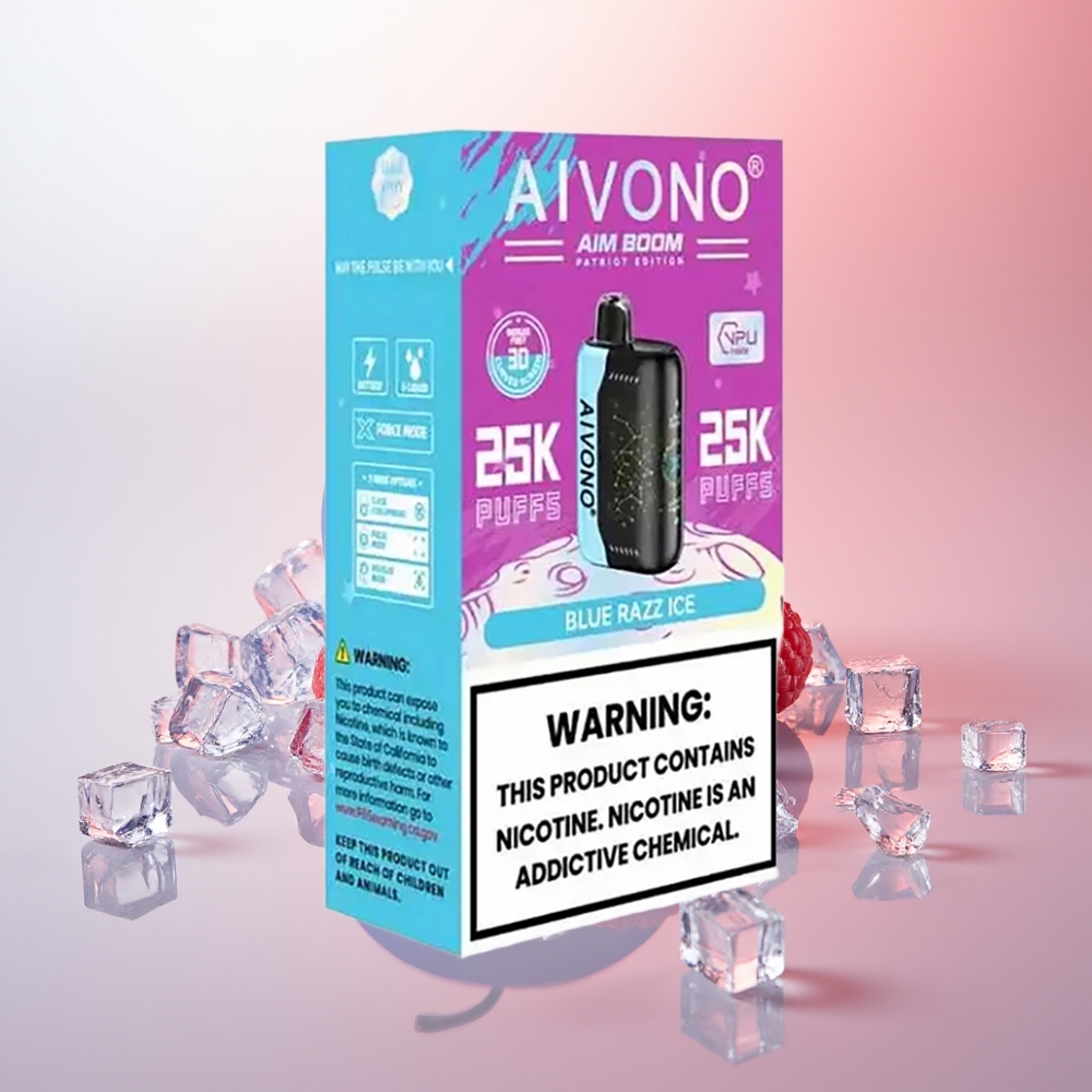 Aivono Aim Boom 25000 Puffs Helado de Frambuesa Azul con 0% Nicotina y Carga Tipo-C