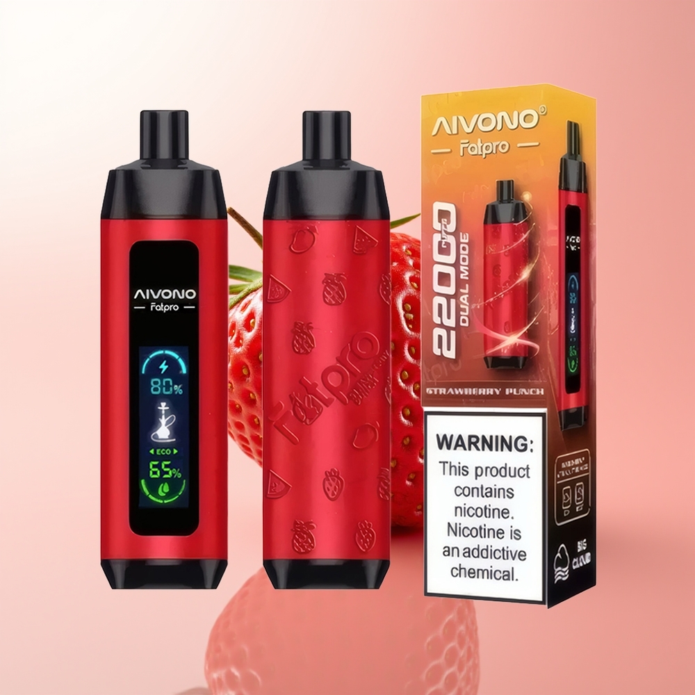 Aivono Aim Fatpro 22000 Puffs Fresa Golpe con 28ml y 0.6 ohm