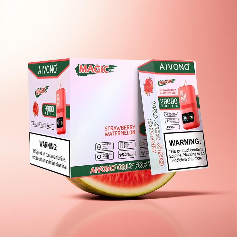 Aivono Aim Magic 20000 Puffs Fresa Sandía con Doble Malla y Pantalla LCD