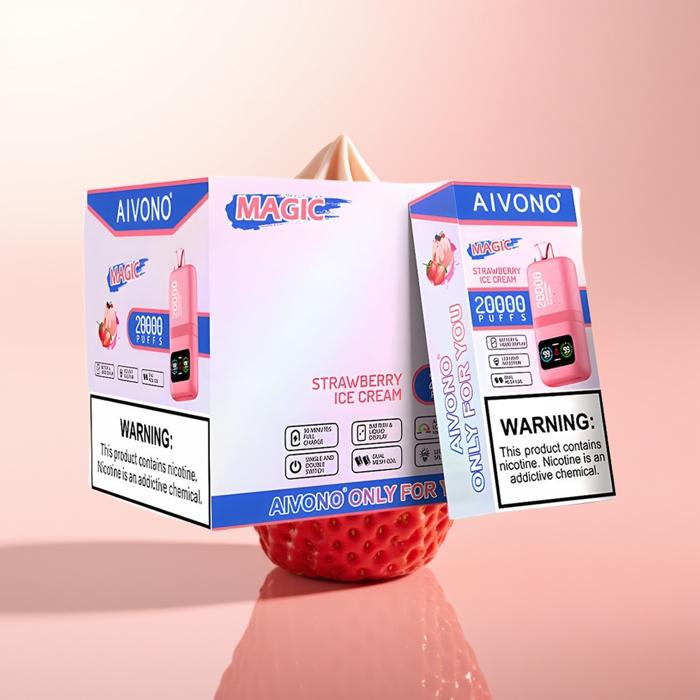 Aivono Aim Magic 20000 Puffs Helado de Fresa con Doble Malla y Pantalla LCD