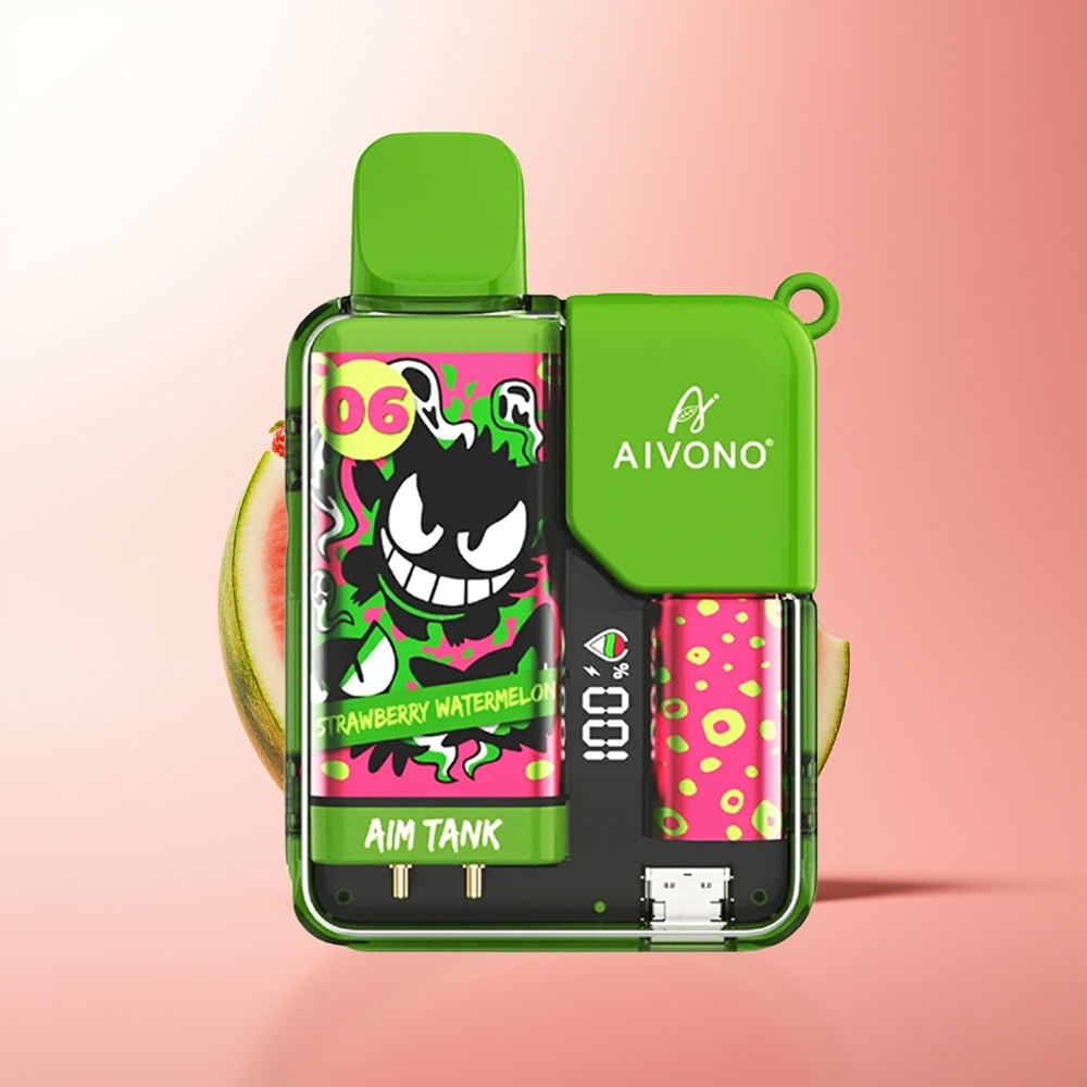 Aivono Aim Tank 9500 Puffs Fresa Sandía con Pantalla LCD y Bobina Malla 1.2ohm
