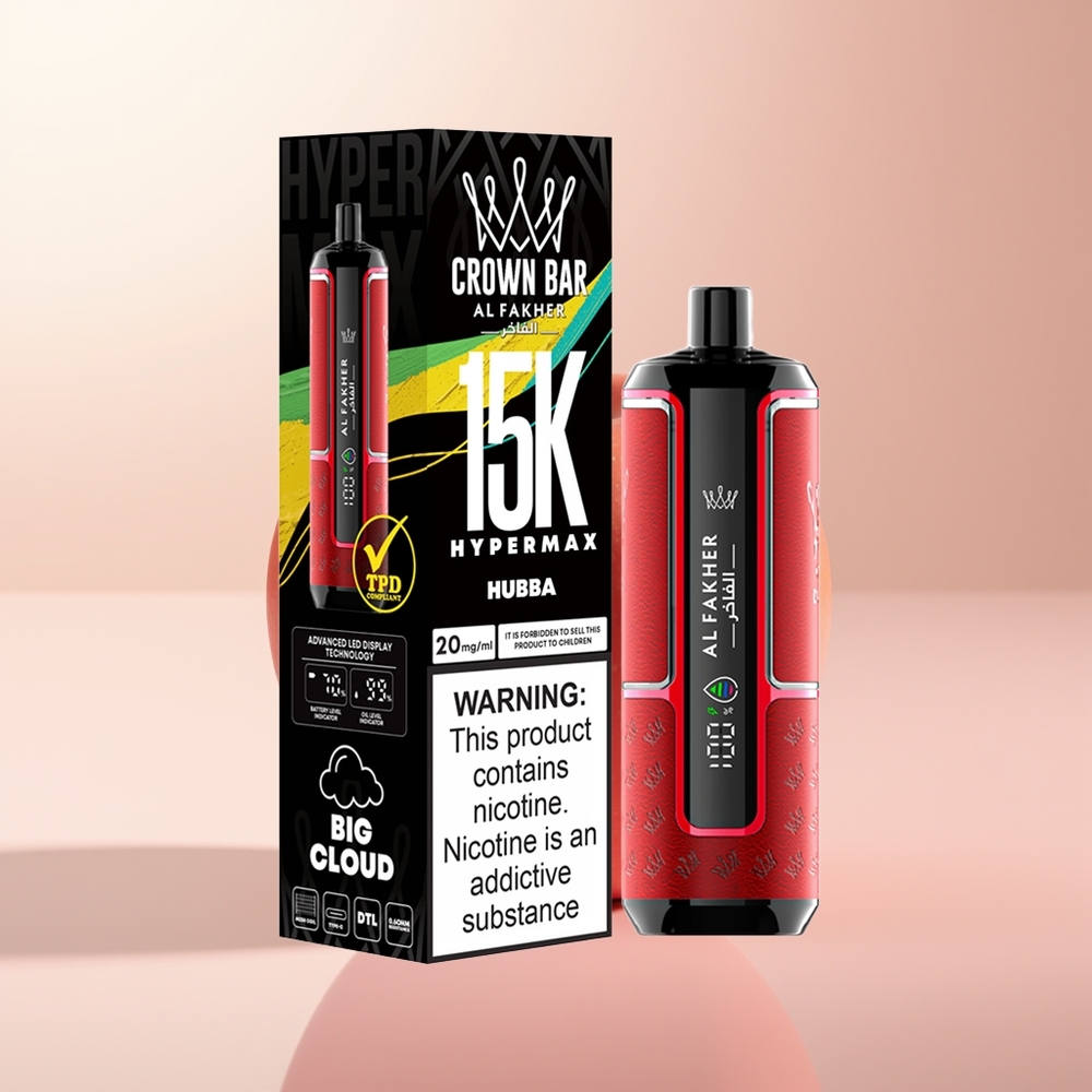 Al Fakher Crown Bar 15K Hypermax Barra Corona Hipermax Desechable - Capacidad Extendida y Portátil
