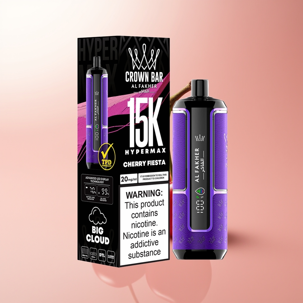 Al Fakher Crown Bar 15K Hypermax Fiesta de Cereza Hiperportátil 22ml