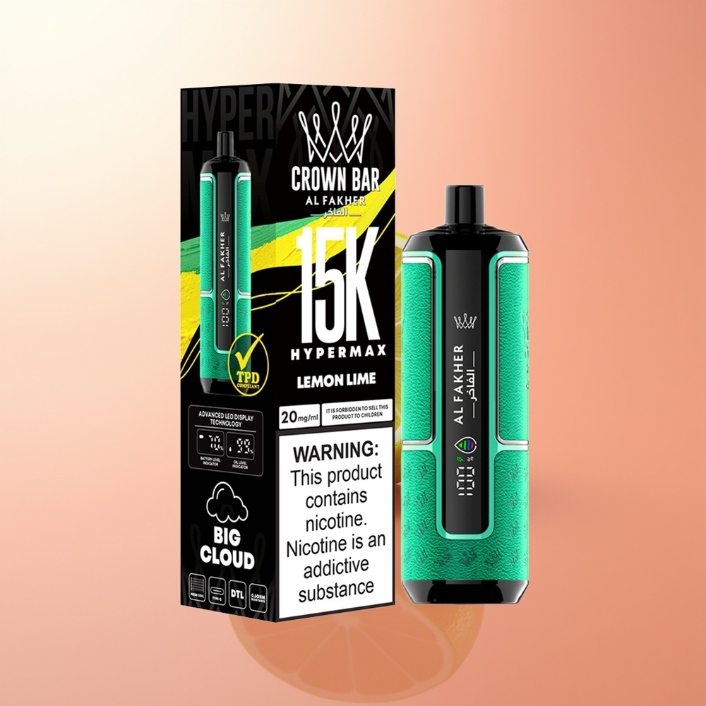 Al Fakher Crown Bar 15K Hypermax Lima Limón Compacto Ligero