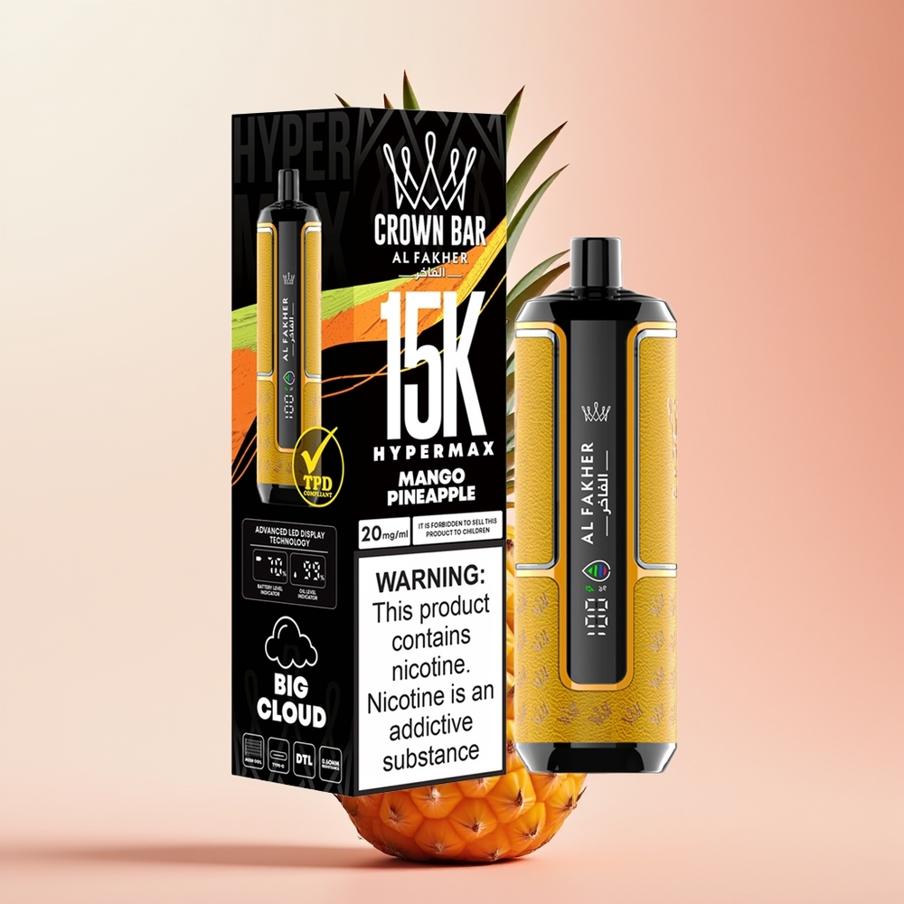 Al Fakher Crown Bar 15K Hypermax Piña Mango Portátil Recargable