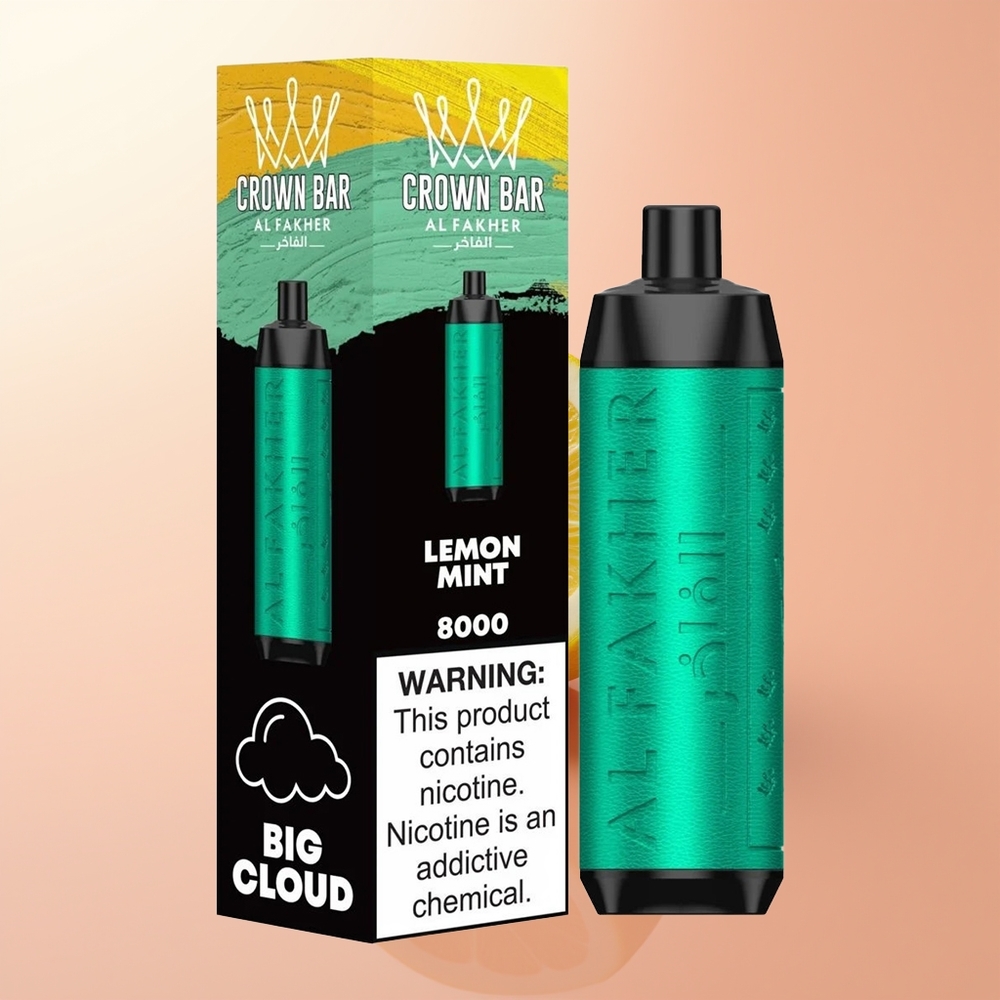 Al Fakher Crown Bar 8000 Crystal Menta Limón Cristal Compacto con Carga USB-C