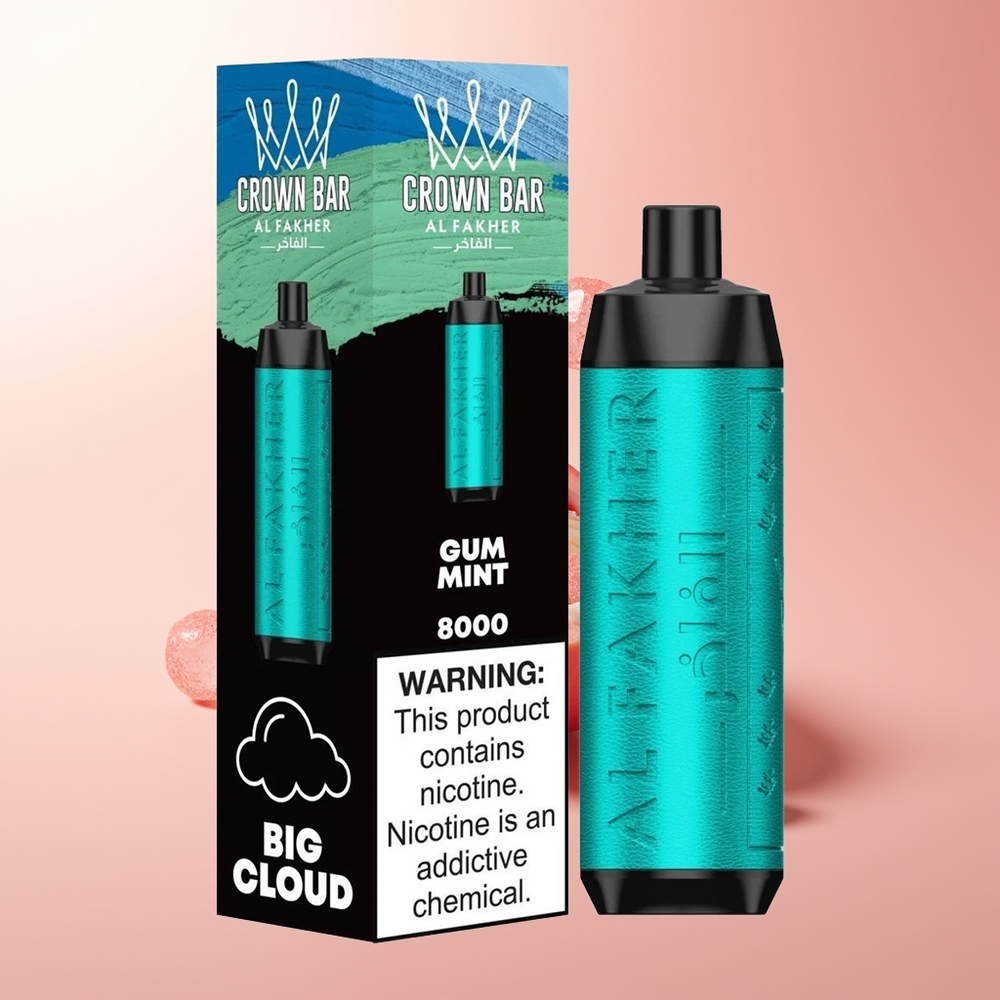 Al Fakher Crown Bar 8000 Crystal Menta de Chicle Cristal con Batería 600mah y Resistencia 0.6 ohm