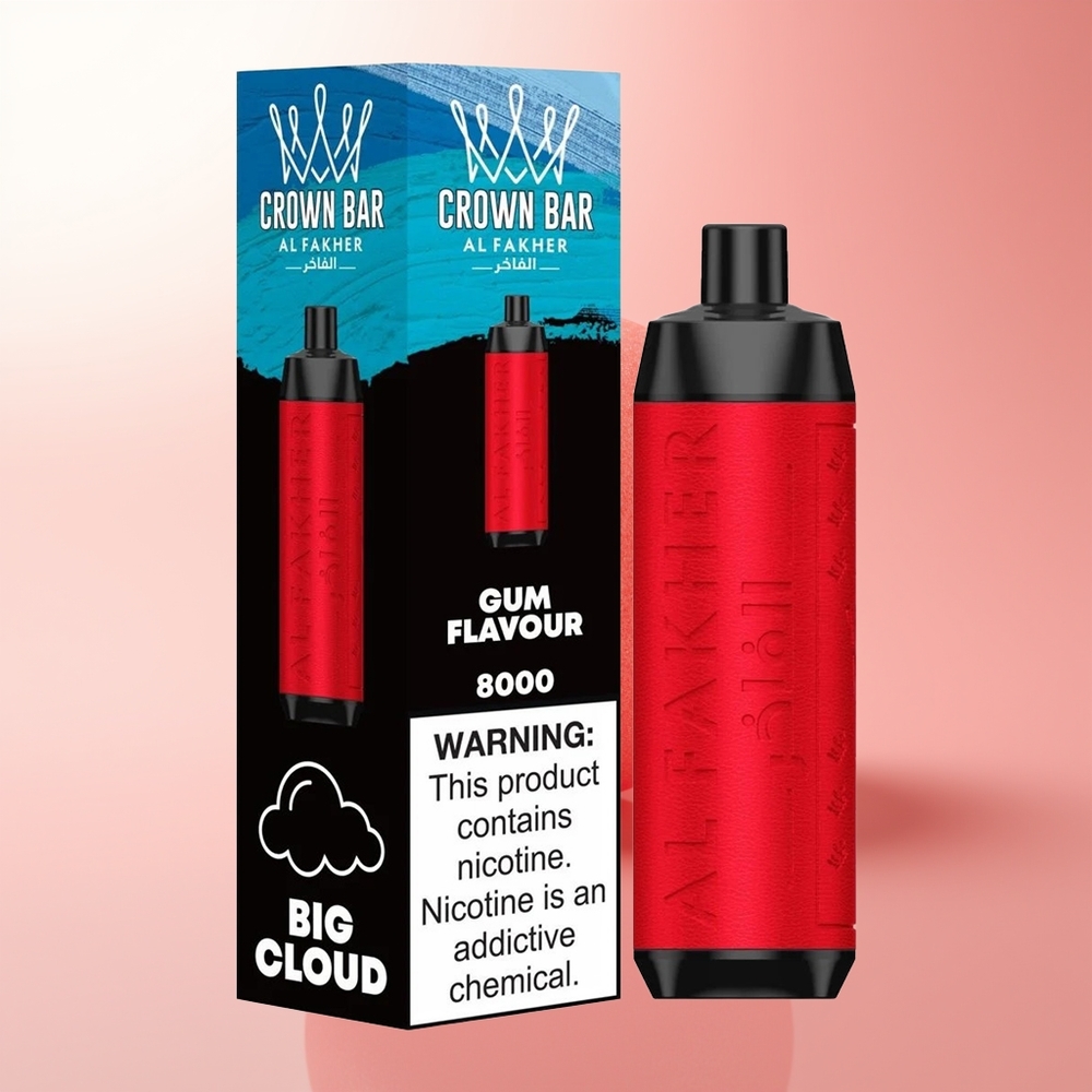 Al Fakher Crown Bar 8000 Crystal Sabores de Chicle Cristalino con Batería 600mah y Carga USB-C