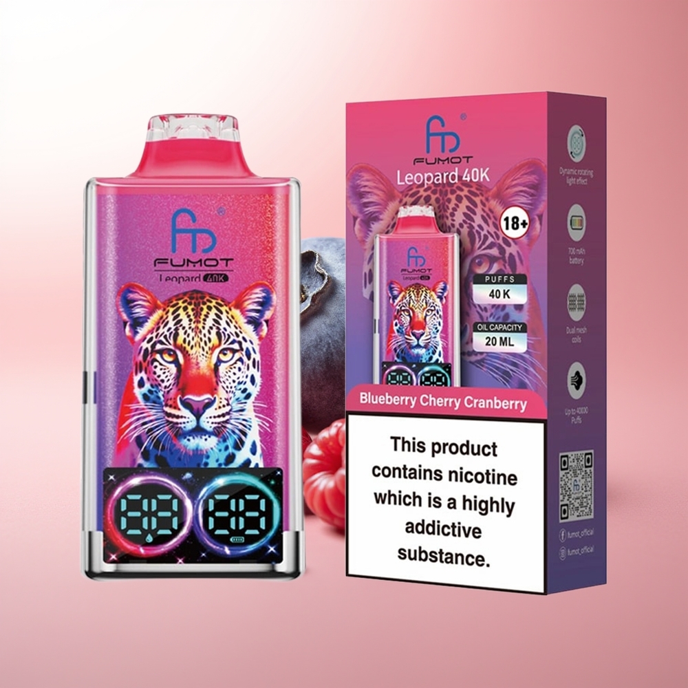 Fumot Leopard 40K Puffs Arándano Cereza Azul con 5% Nicotina y Carga Tipo-C