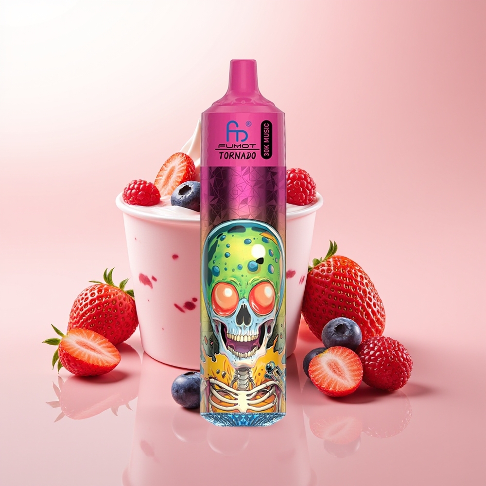 Fumot Randm Tornado 30000 Puffs Helado de Arándano Fresa Frambuesa con Pantalla LED y Bobina de Malla 1.0 Ohm