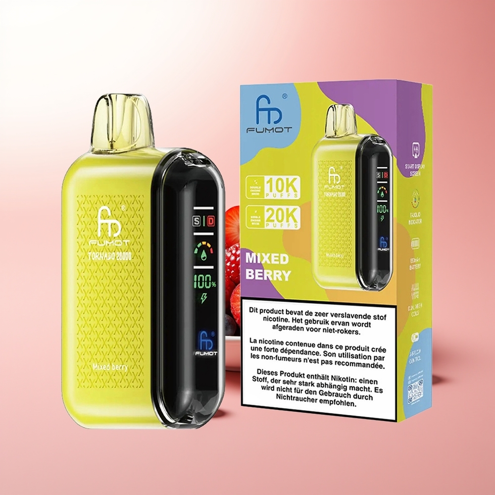 Fumot Tornado 20000 Puffs Baya Mixta con Capacidad Dual y Pantalla Inteligente