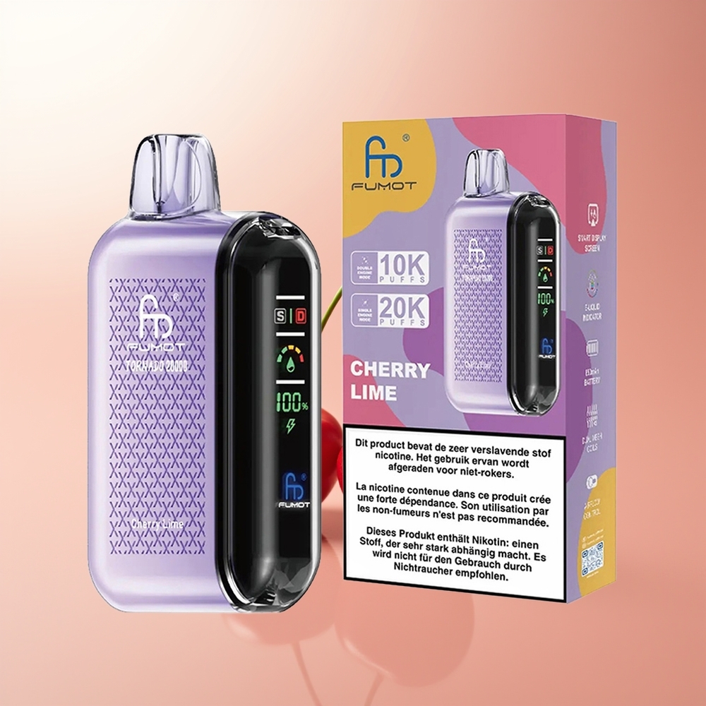 Fumot Tornado 20000 Puffs Cereza Lima Dual Malla