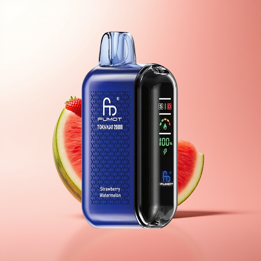 Fumot Tornado 20000 Puffs Fresa Sandía Dual Malla Pantalla Inteligente