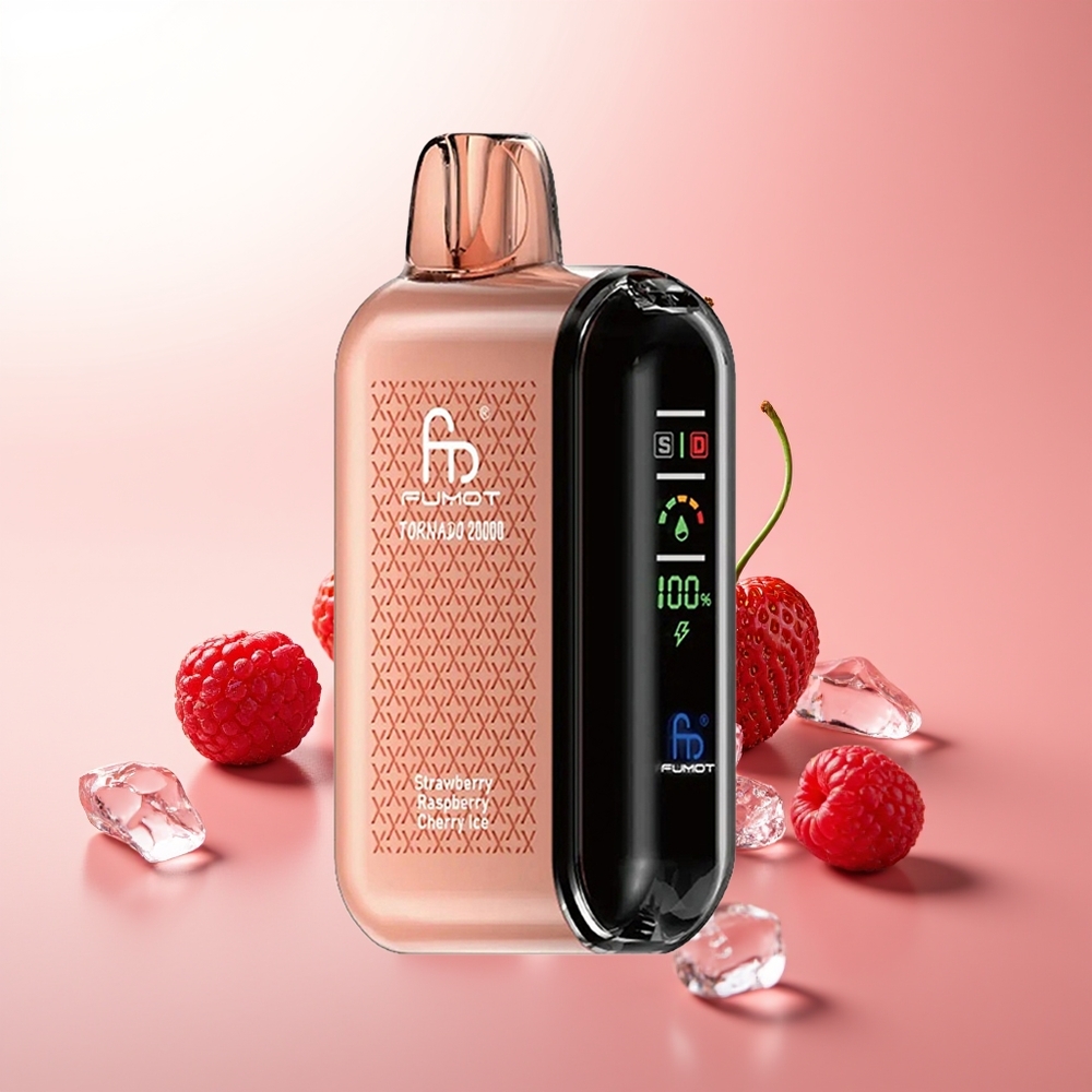 Fumot Tornado 20000 Puffs Helado de Fresa Frambuesa Cereza con Batería Recargable y Control de Flujo de Aire