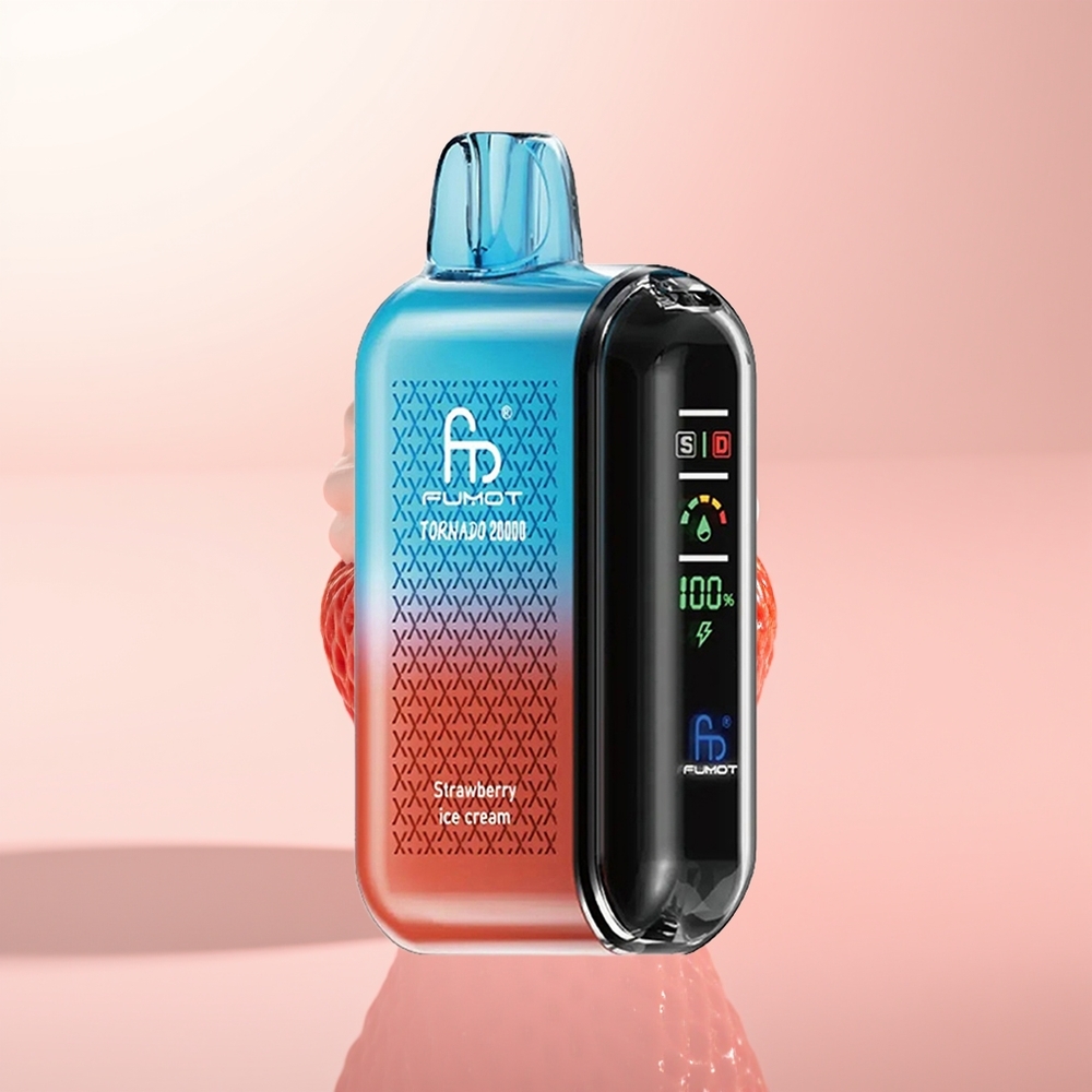 Fumot Tornado 20000 Puffs Helado de Fresa con Dual Malla y Pantalla Inteligente