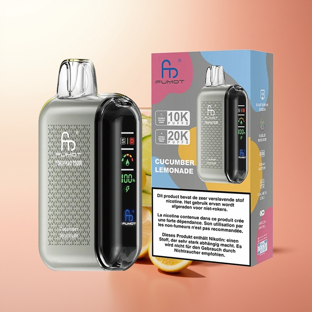 Fumot Tornado 20000 Puffs Limón Pepino Dual Malla 20ml