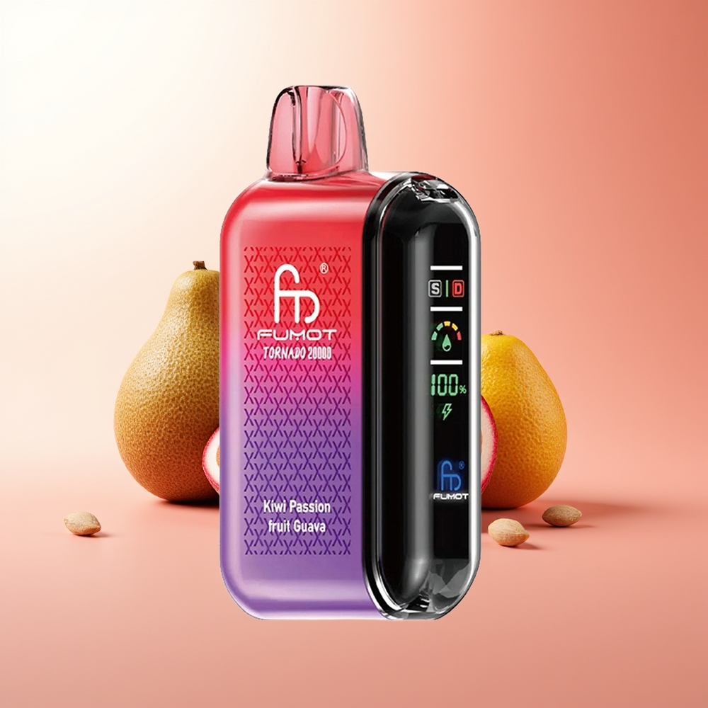 Fumot Tornado 20000 Puffs Maracuyá Guayaba Kiwi con Batería Recargable y Control de Flujo de Aire