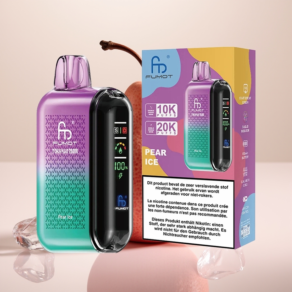 Fumot Tornado 20000 Puffs Pera Hielo Doble Malla Pantalla Inteligente