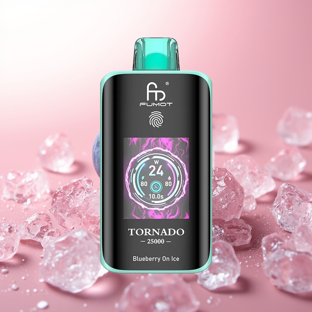 Fumot Tornado 25000 Puffs Arándano en Hielo con Pantalla HD y Batería Recargable