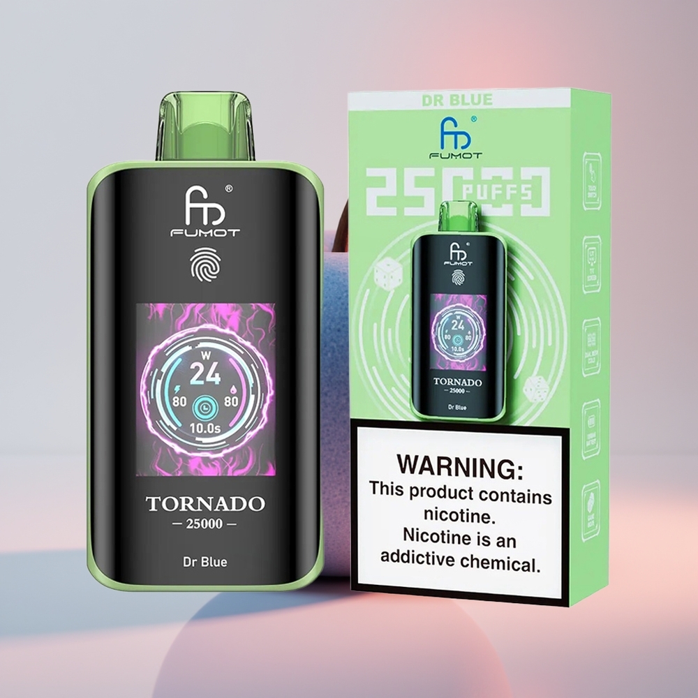 Fumot Tornado 25000 Puffs Dr Azul Pantalla HD Batería Recargable