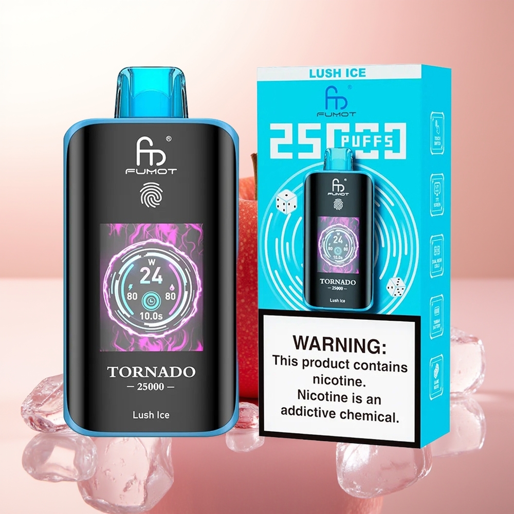 Fumot Tornado 25000 Puffs Hielo Lujoso con Pantalla HD y Batería Recargable 700mAh