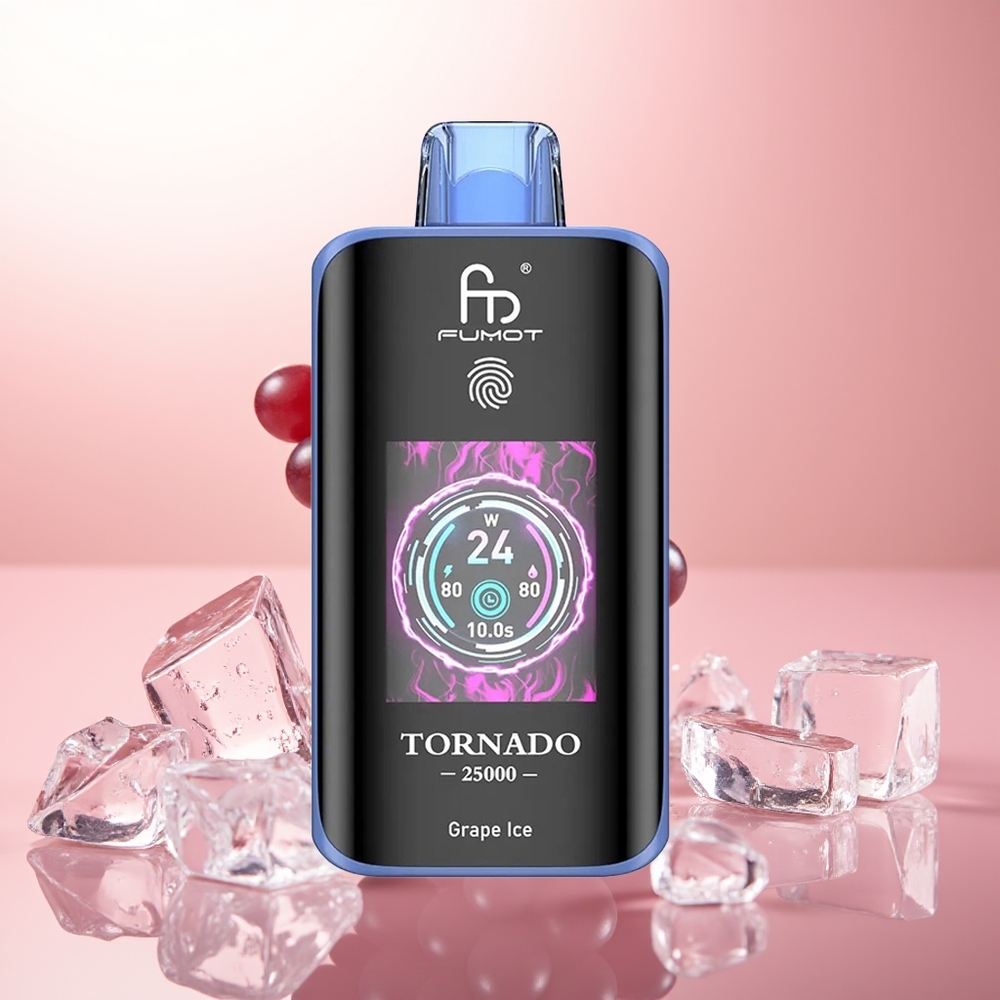 Fumot Tornado 25000 Puffs Hielo de Uva con Pantalla HD y Batería Recargable