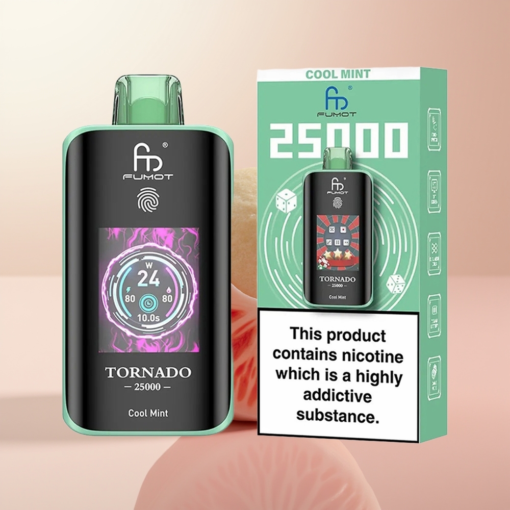 Fumot Tornado 25000 Puffs Menta Fresca HD con Batería Recargable