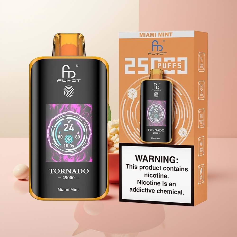Fumot Tornado 25000 Puffs Menta de Miami Pantalla HD Batería 700mAh
