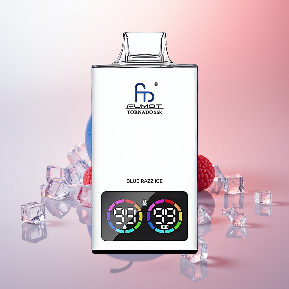 Fumot Tornado 35000 Puffs Azul Frambuesa Hielo con Doble Malla y Luz RGB Variable