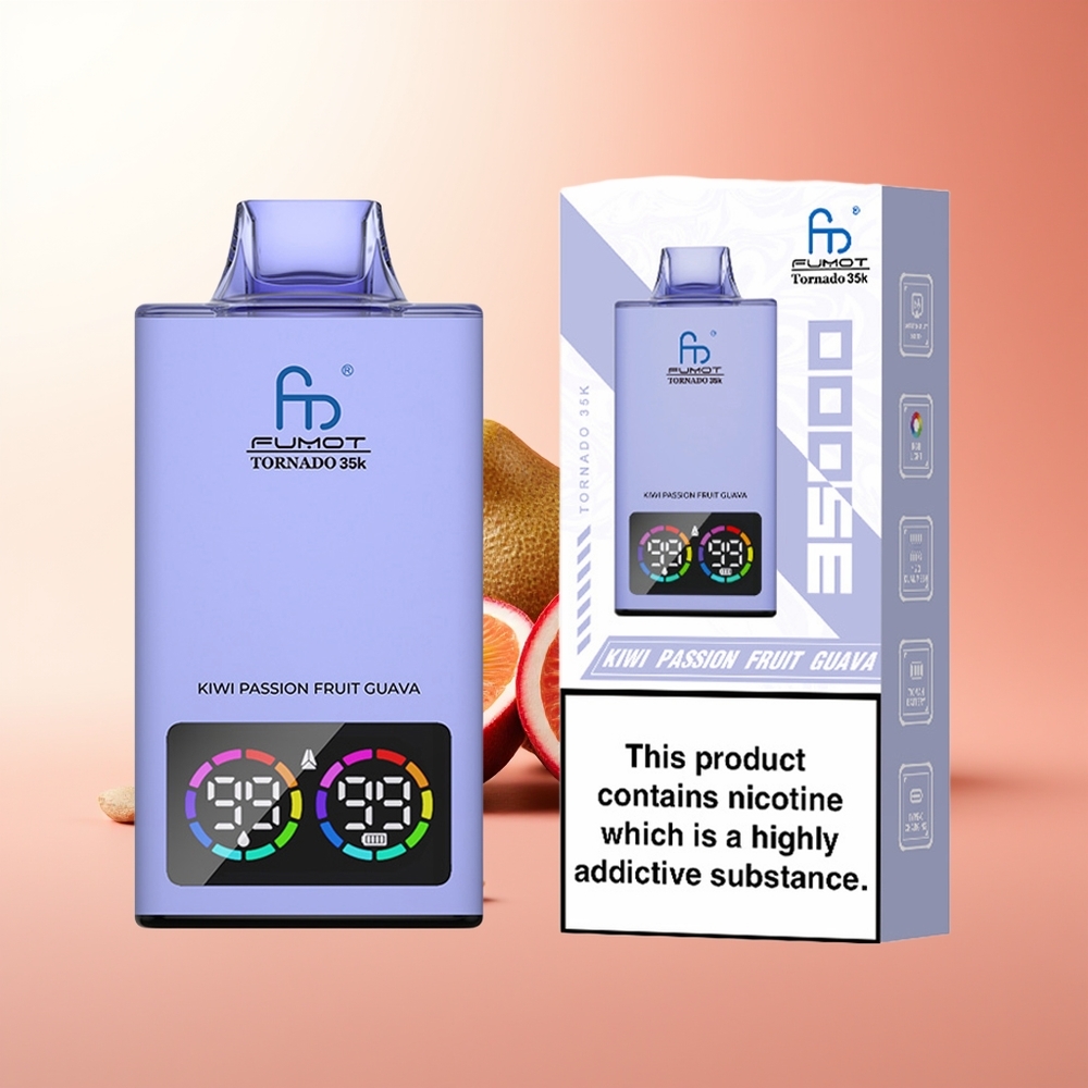 Fumot Tornado 35000 Puffs Maracuyá Guayaba Kiwi con Doble Bobina y Luz RGB Variable