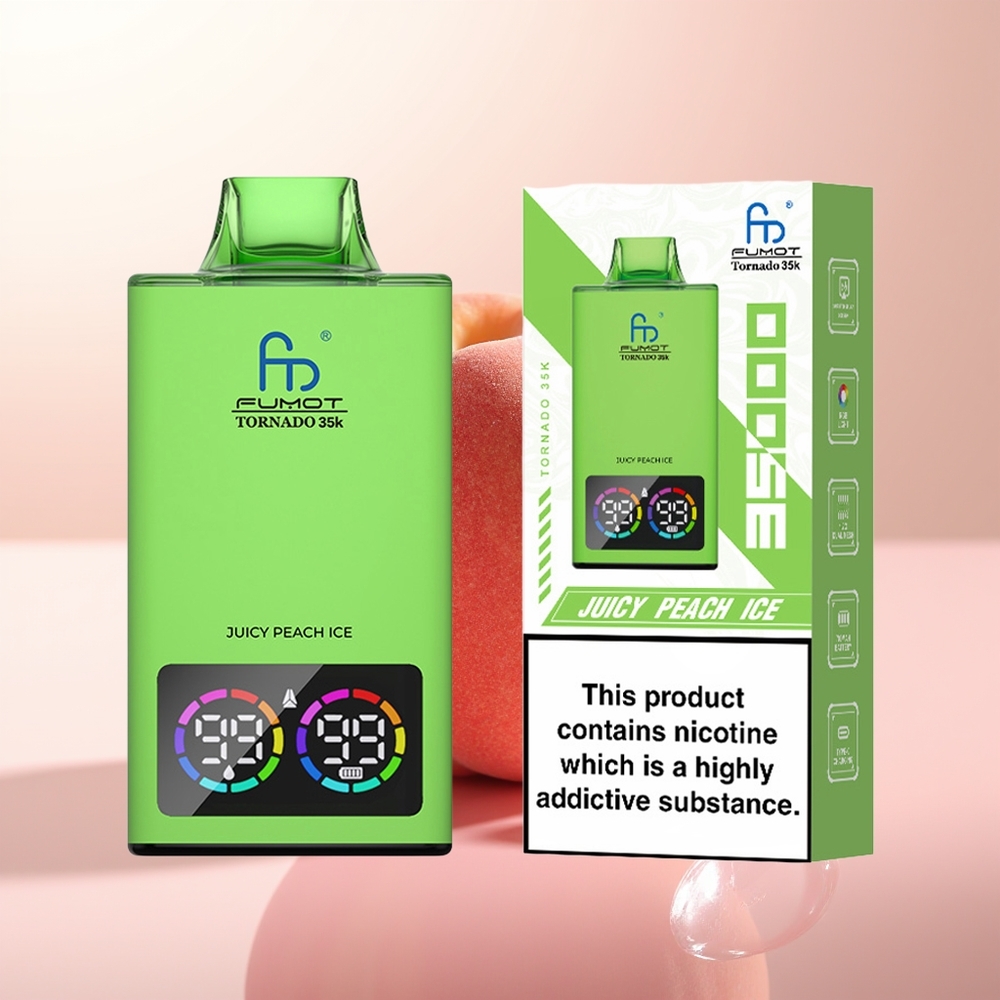 Fumot Tornado 35000 Puffs Melocotón Jugoso Helado con Doble Malla y Luz RGB Variable