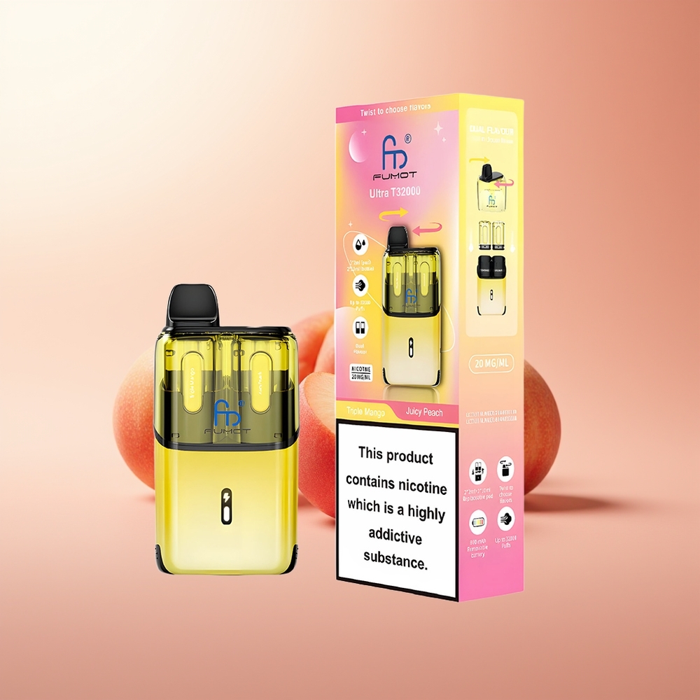 Fumot Ultra T32000 Puffs Triple Mango - Melocotón Jugoso con 24ml y Carga Rápida Tipo-C