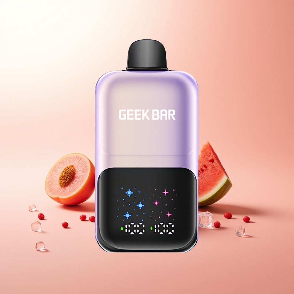 GEEK BAR 2GO 20ml 50000 Puffs Durazno Mango Sandía Hielo con Pantalla Interactiva y Niveles Ajustables