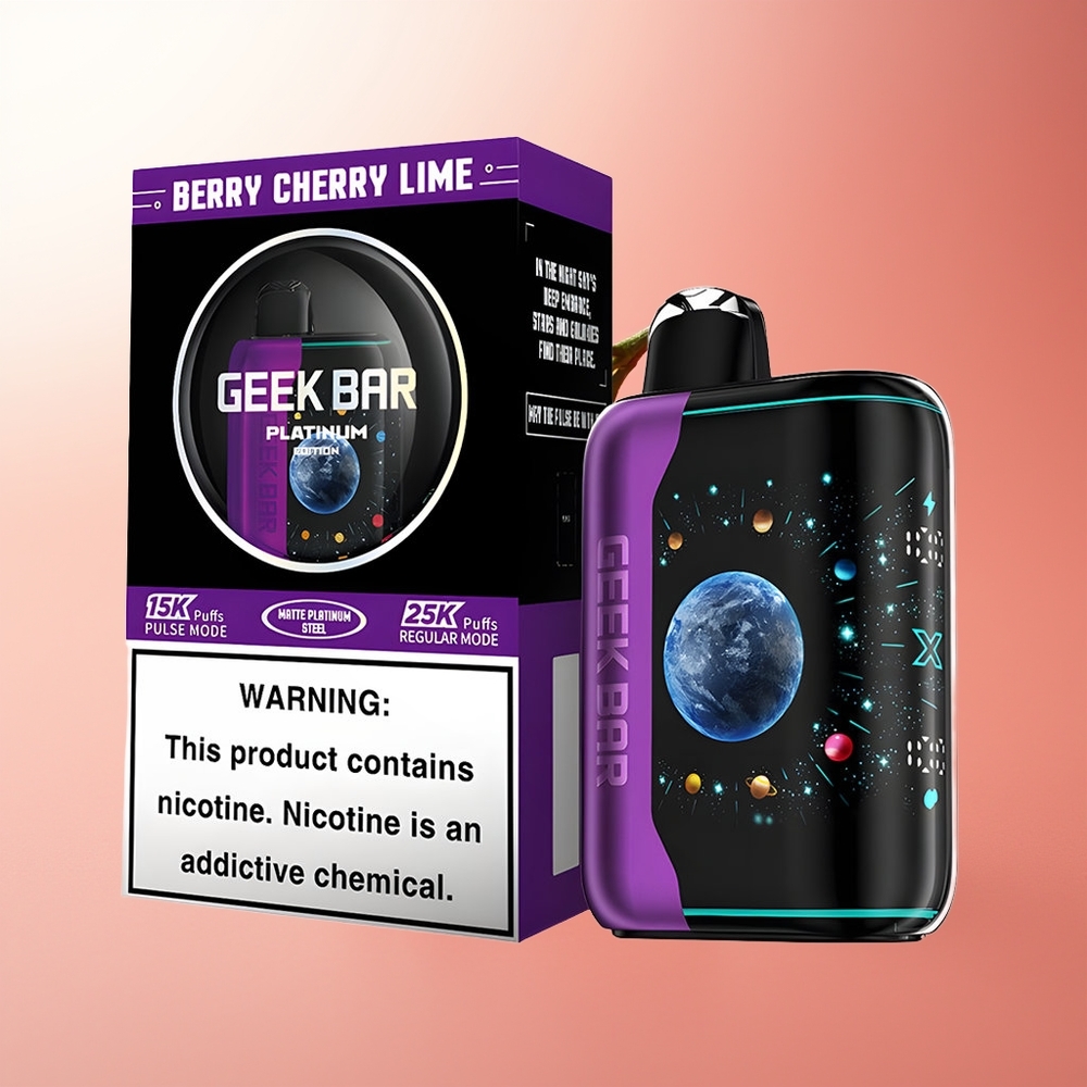 GEEK BAR Platinum Edition 25000 Puffs Cereza Lima Baya con Pantalla 3D y Carga Rápida