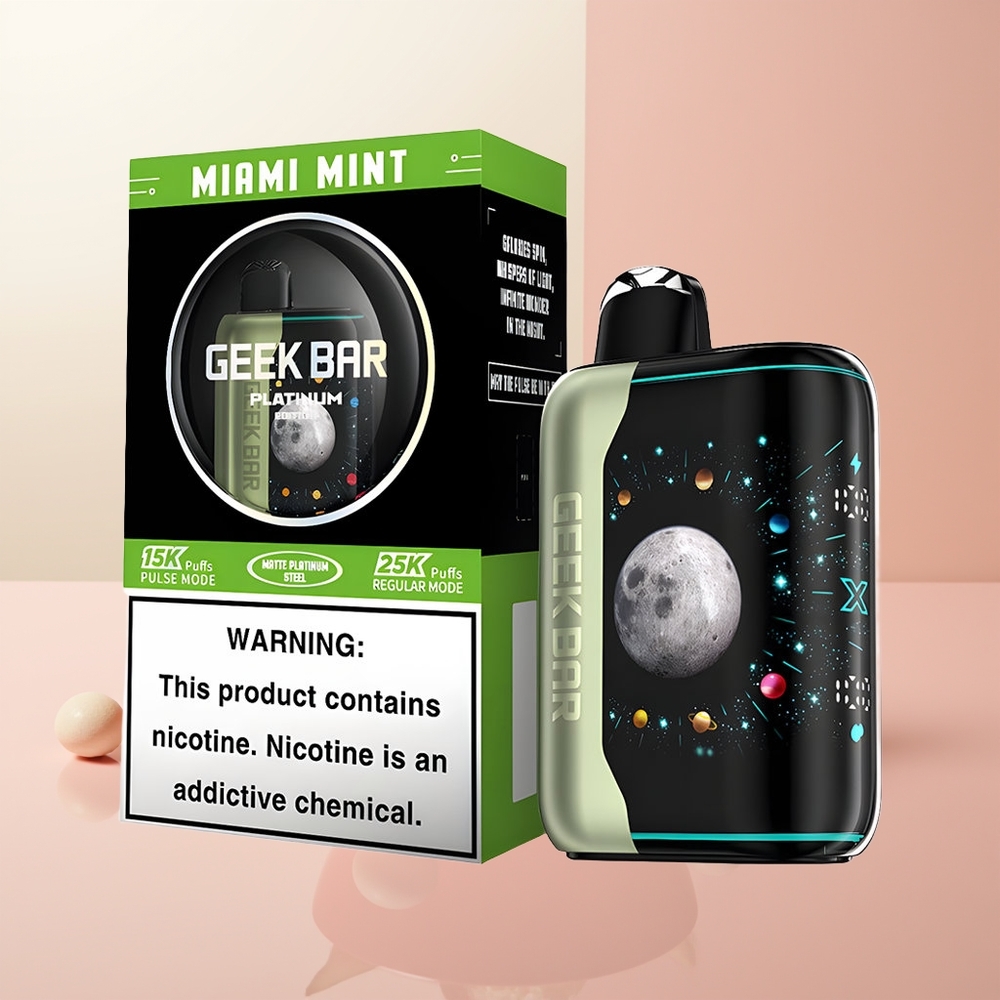 GEEK BAR Platinum Edition 25000 Puffs Menta de Miami Platino: Pantalla Dinámica y Carga Rápida