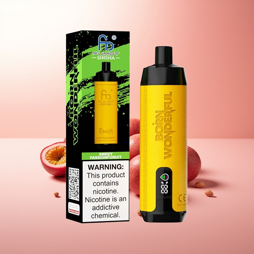 RandM Fumot Shisha 10000 Puffs Pasión Frutal Dulce con Indicador LED y 0.5% de Nicotina