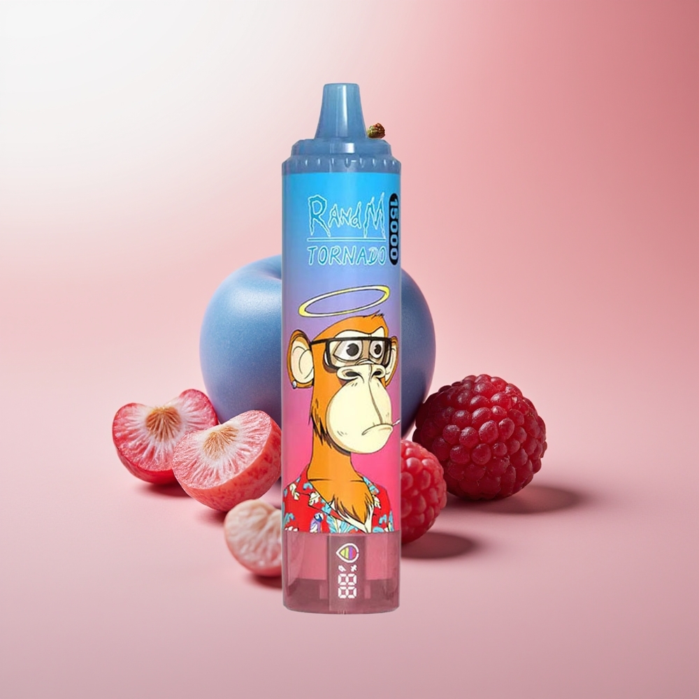 RandM Fumot Tornado 15000 Puffs Cereza Frambuesa Azul con Pantalla LCD y Carga Tipo-C