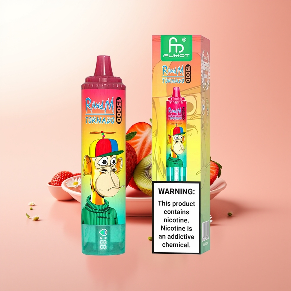 RandM Fumot Tornado 15000 Puffs Fresa Kiwi Capacidad 25ml Pantalla LCD