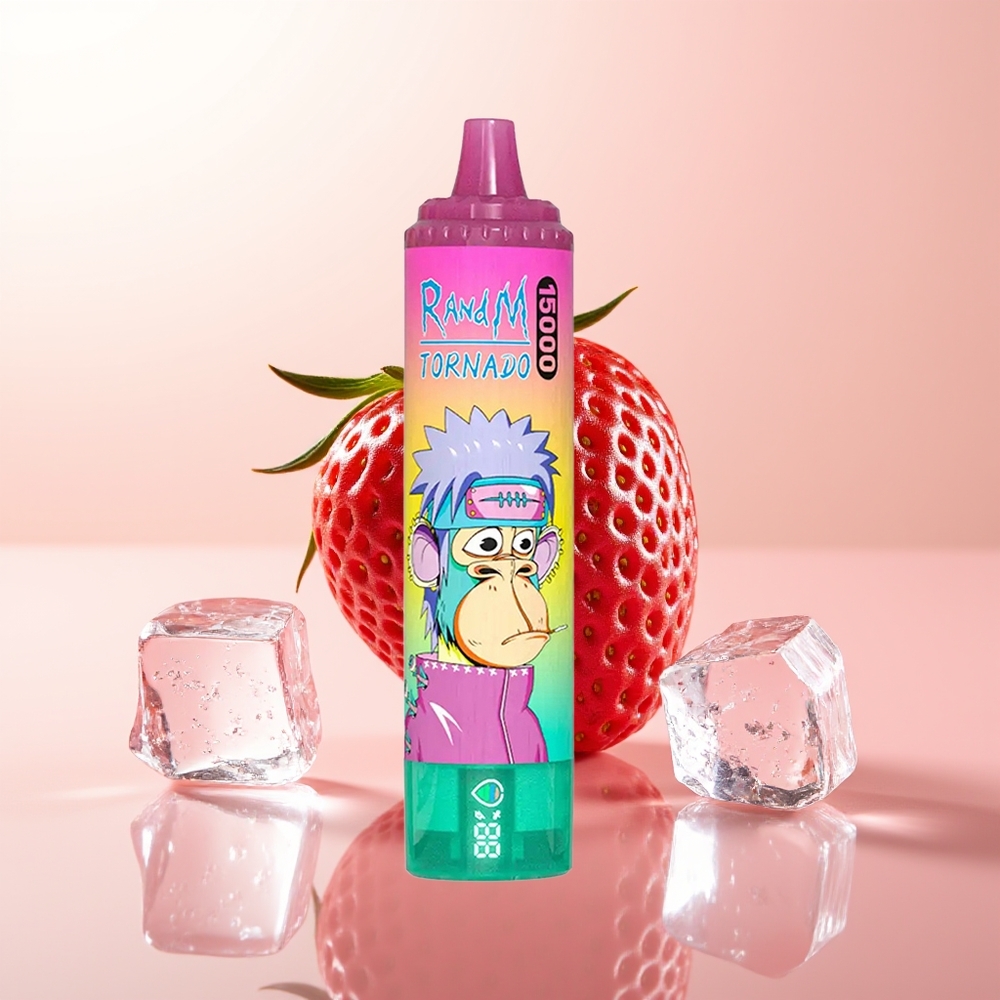 RandM Fumot Tornado 15000 Puffs Helado de Fresa con Malla y Pantalla LCD