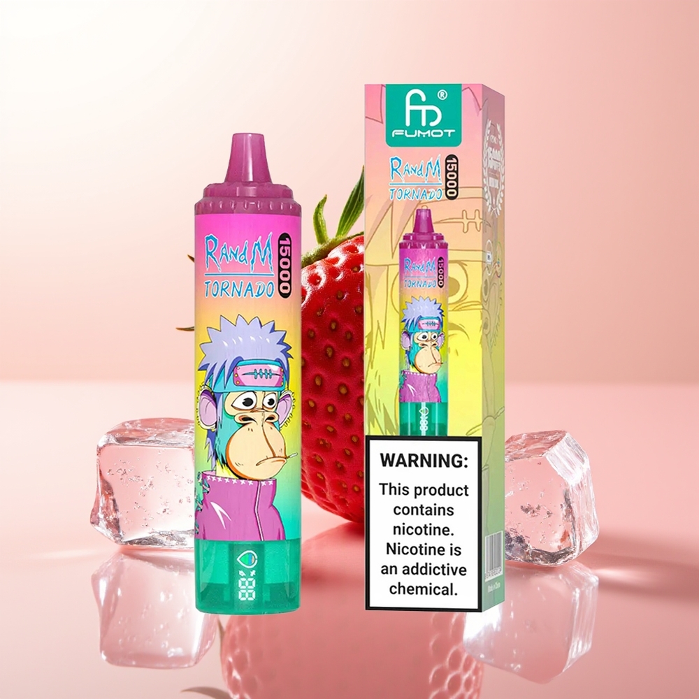 RandM Fumot Tornado 15000 Puffs Helado de Fresa con Malla y Pantalla LCD