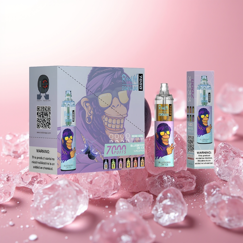 RandM Fumot Tornado 7000 Puffs Arándano en Hielo con Coil Mesh y Luz RGB