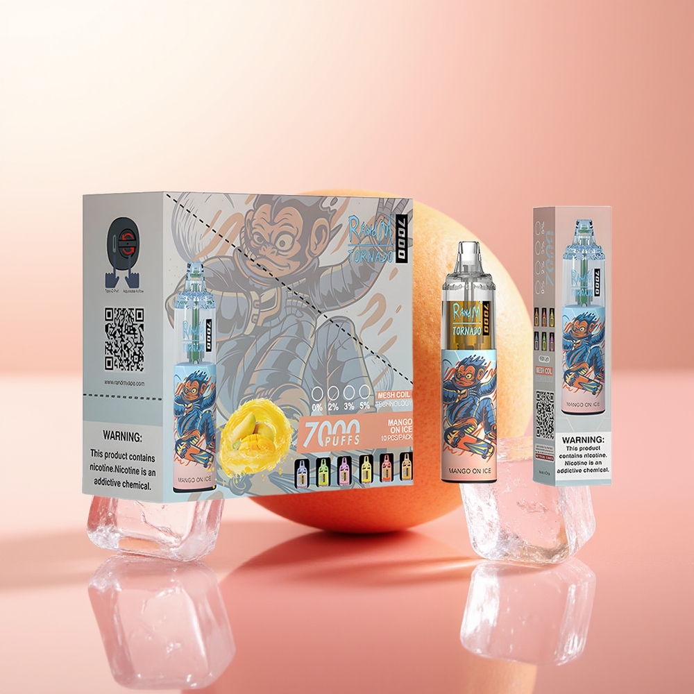 RandM Fumot Tornado 7000 Puffs Mango en Hielo con Bobina Mesh y Luz RGB