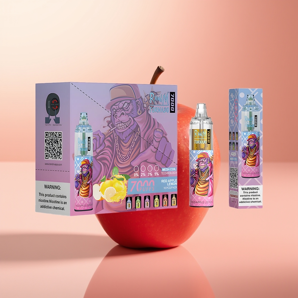 RandM Fumot Tornado 7000 Puffs Manzana Roja Limón Tipo-C Ajustable