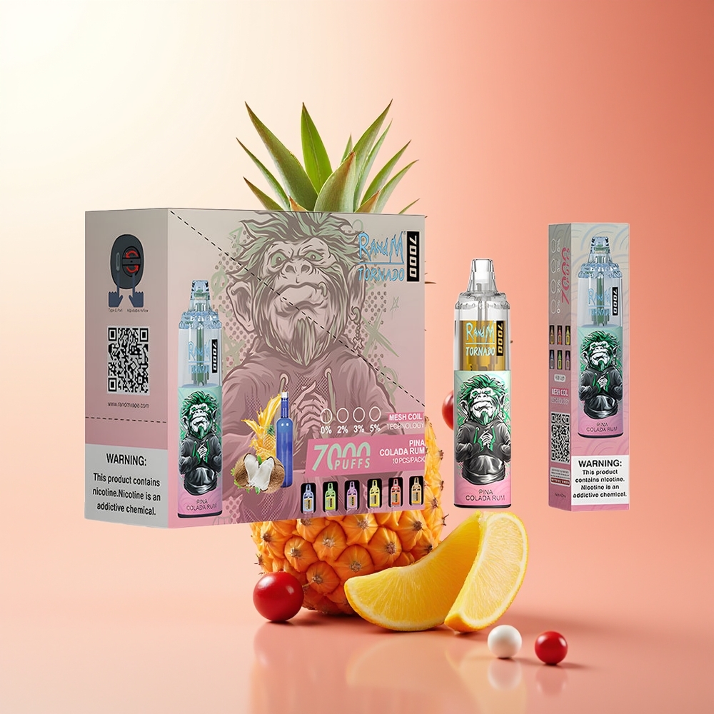 RandM Fumot Tornado 7000 Puffs Ron Piña Colada con Líquido de 14 ML y Luz RGB