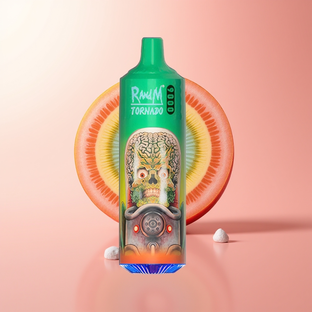 RandM Fumot Tornado 9000 Puffs Caramelo Arcoíris con Pantalla RGB y Bobina de Malla