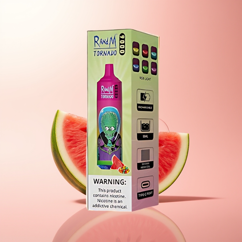 RandM Fumot Tornado 9000 Puffs Chicle de Sandía con 9000 Caladas y Pantalla RGB Elegante