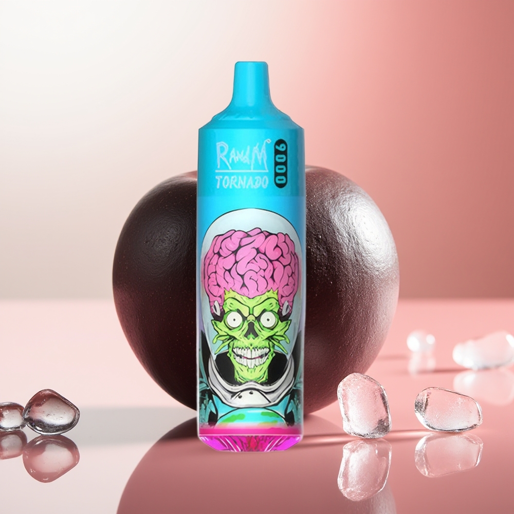 RandM Fumot Tornado 9000 Puffs Dragón Negro Hielo 18 mL Pantalla RGB