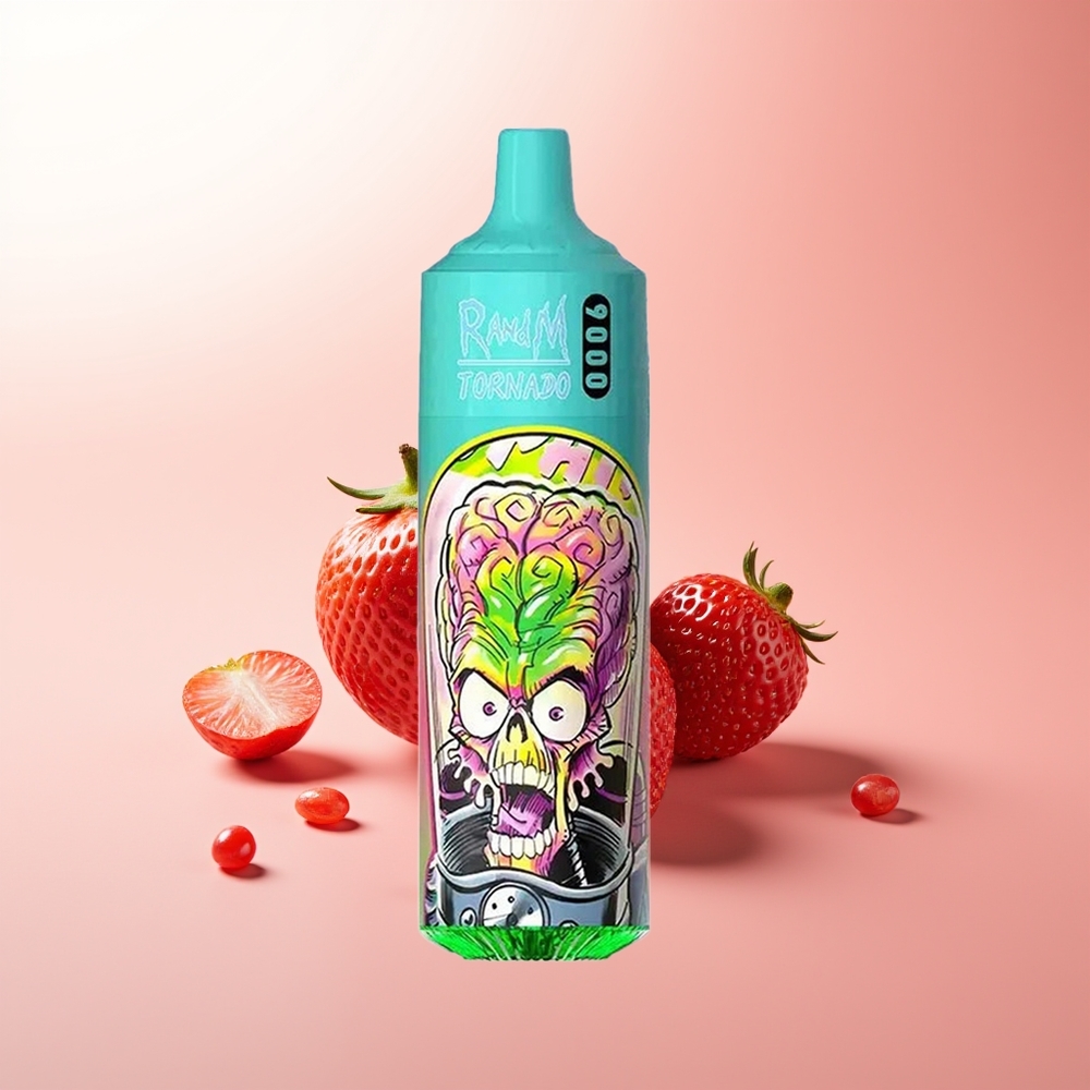 RandM Fumot Tornado 9000 Puffs Fresa Granada con Pantalla RGB y Bobina Malla