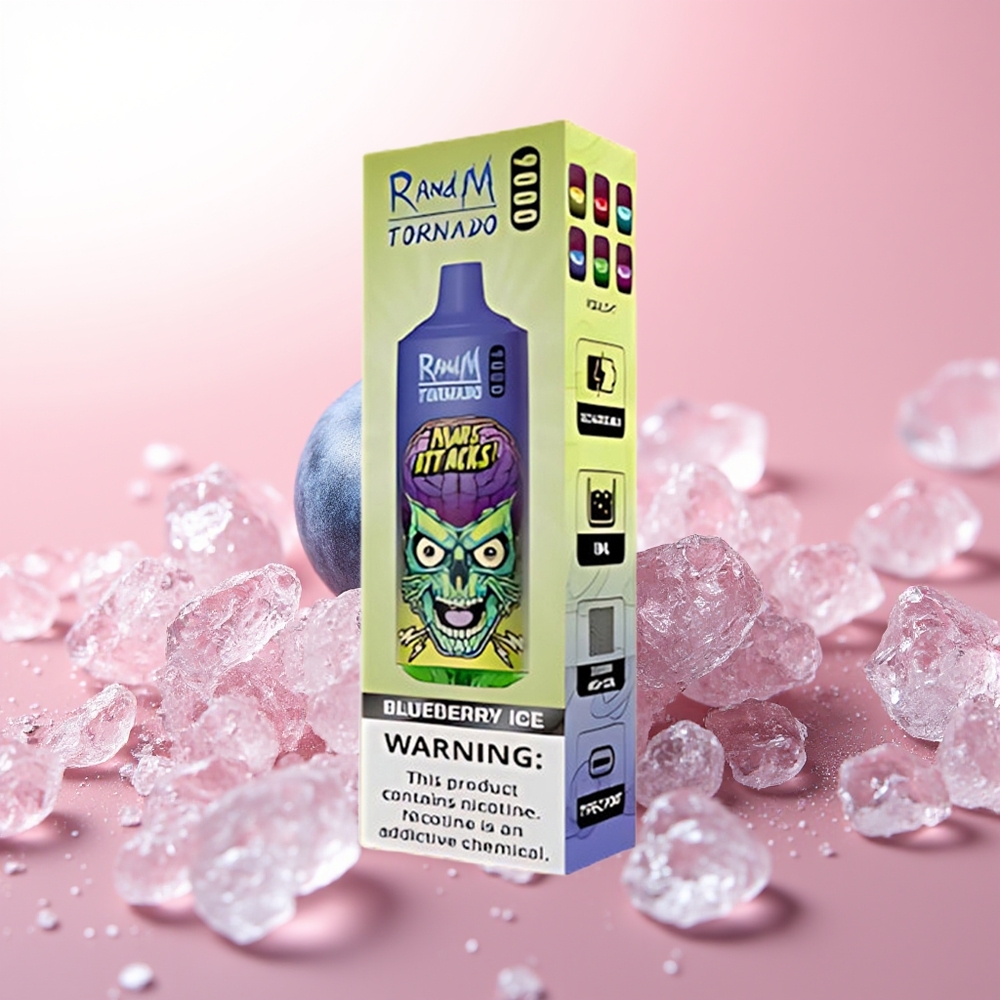 RandM Fumot Tornado 9000 Puffs Helado de Arándano con Malla y Pantalla RGB